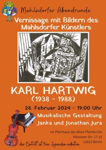 Plakat der Mahlsdorfer Abendrunde am 28.02.2024